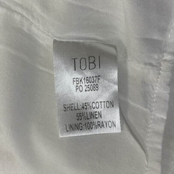 TOBI White Linen Blend A-Line Midi Skirt w/ Button Front and Pockets | M - Picture 9 of 11
